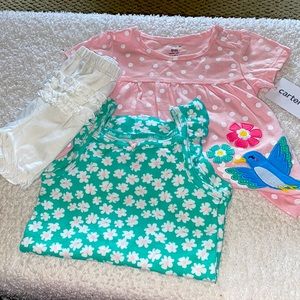 New Carter’s 3 pc Outfit 9m Top, Bodysuit,& Panty